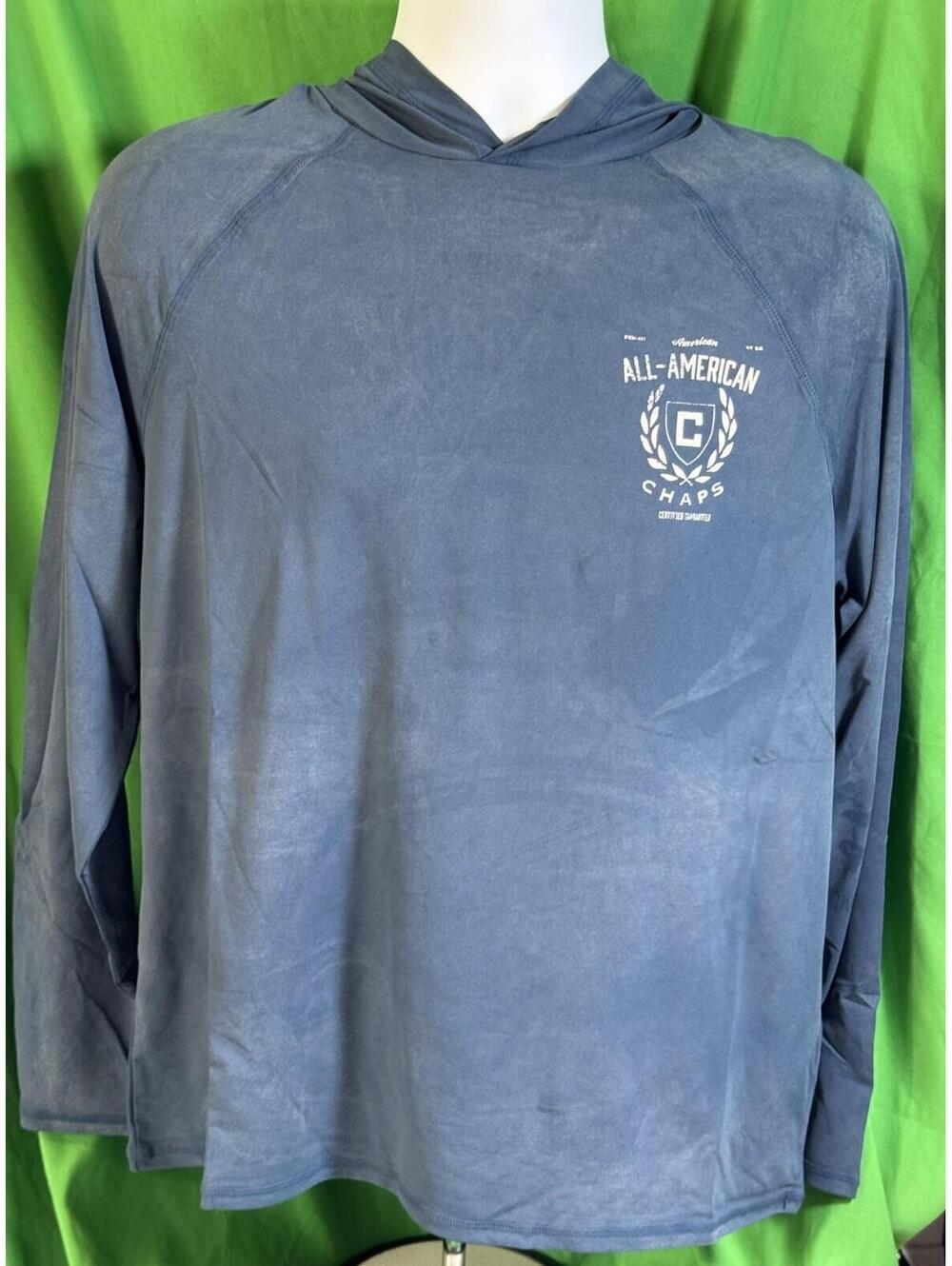 Chaps All American Blue Rash Guard Hooded Shirt UPF 50+ Men's Size MNWT